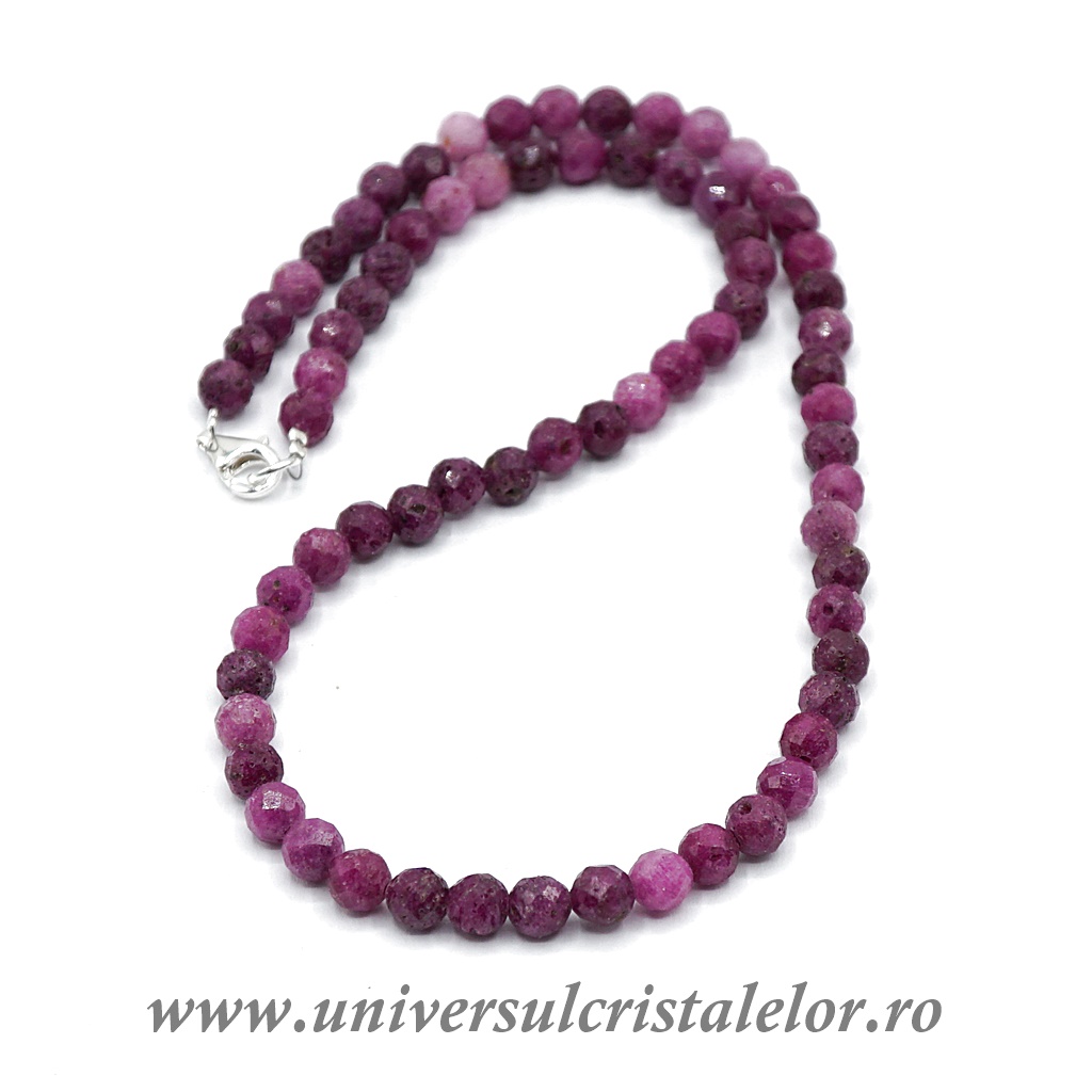 Necklaces Colier rubin rotund fatetat - 6 mm