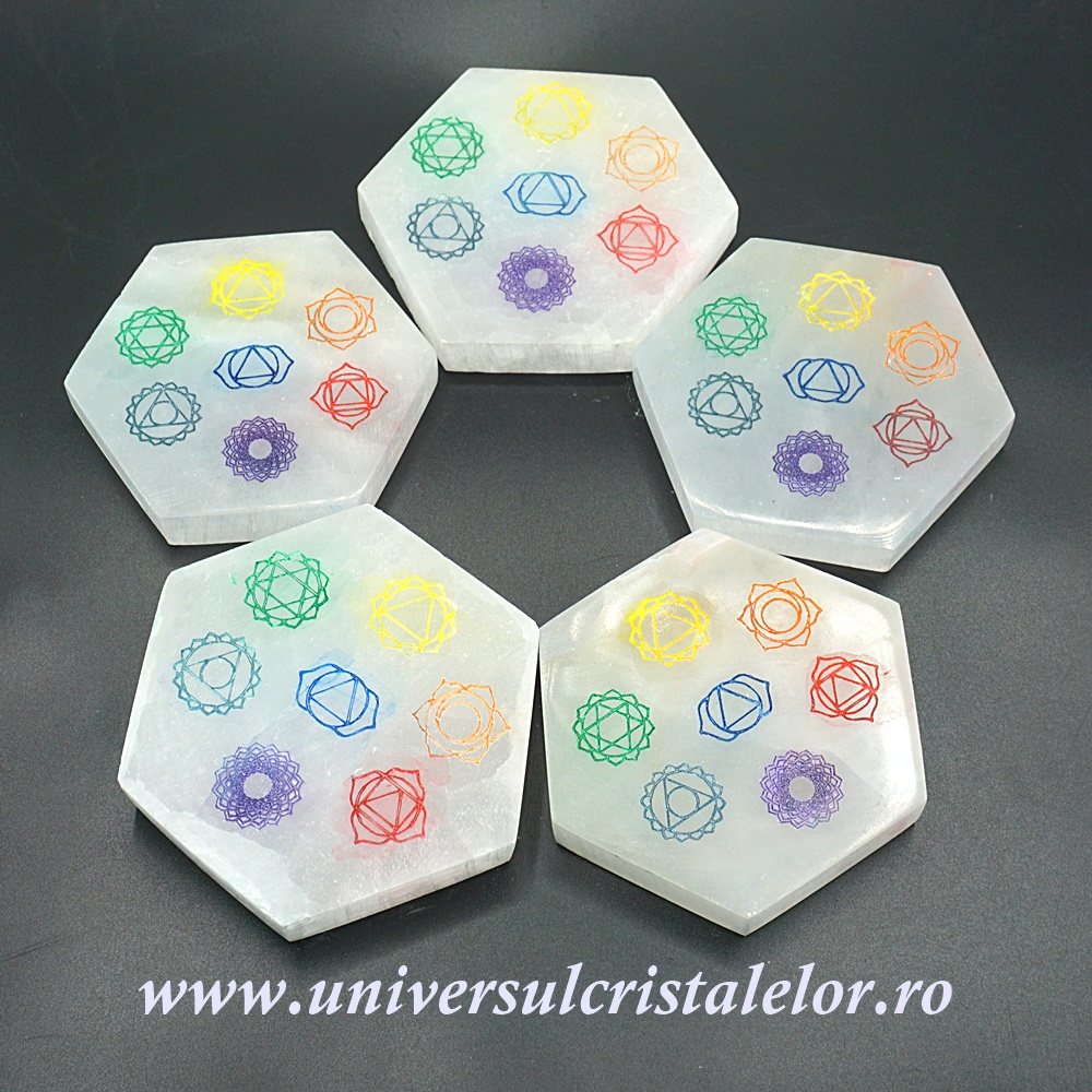 pahar espresso Selenit suport chakre hexagon