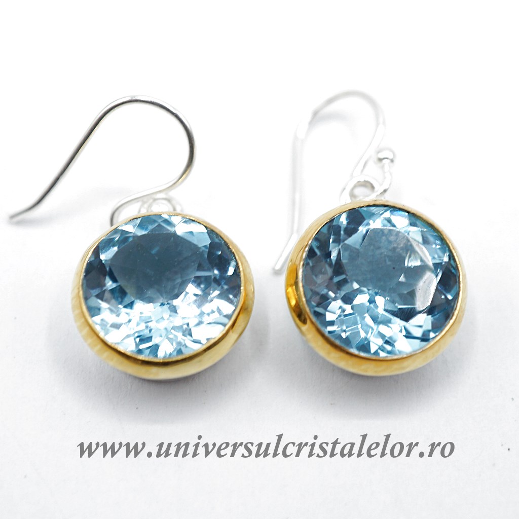 Earrings Cercei cu Topaz Natural London Blue