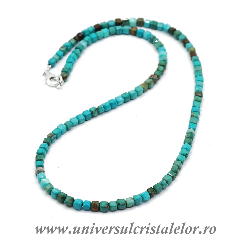 Necklaces Colier turcoaz cub fatetat - 4mm