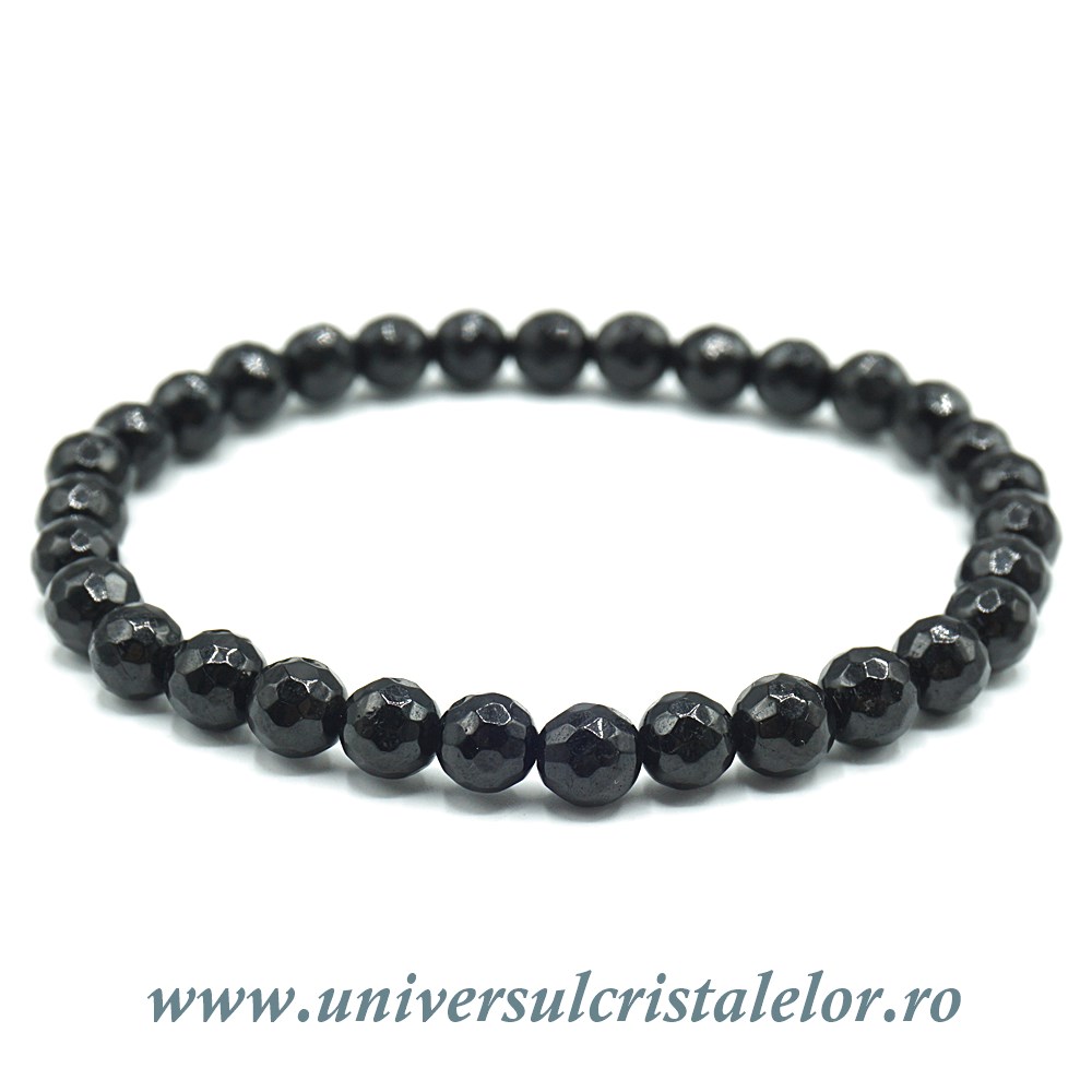 Bracelets Bratara turmalina neagra rotund fatetat - 5 mm